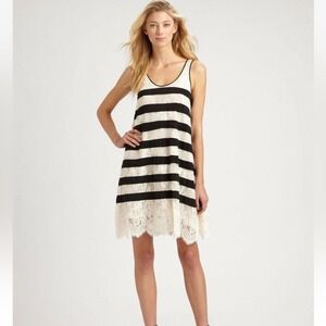BCBGMaxAzria Augustin Antique‎ White and Black Lace Dress Sleeveless Size XXS